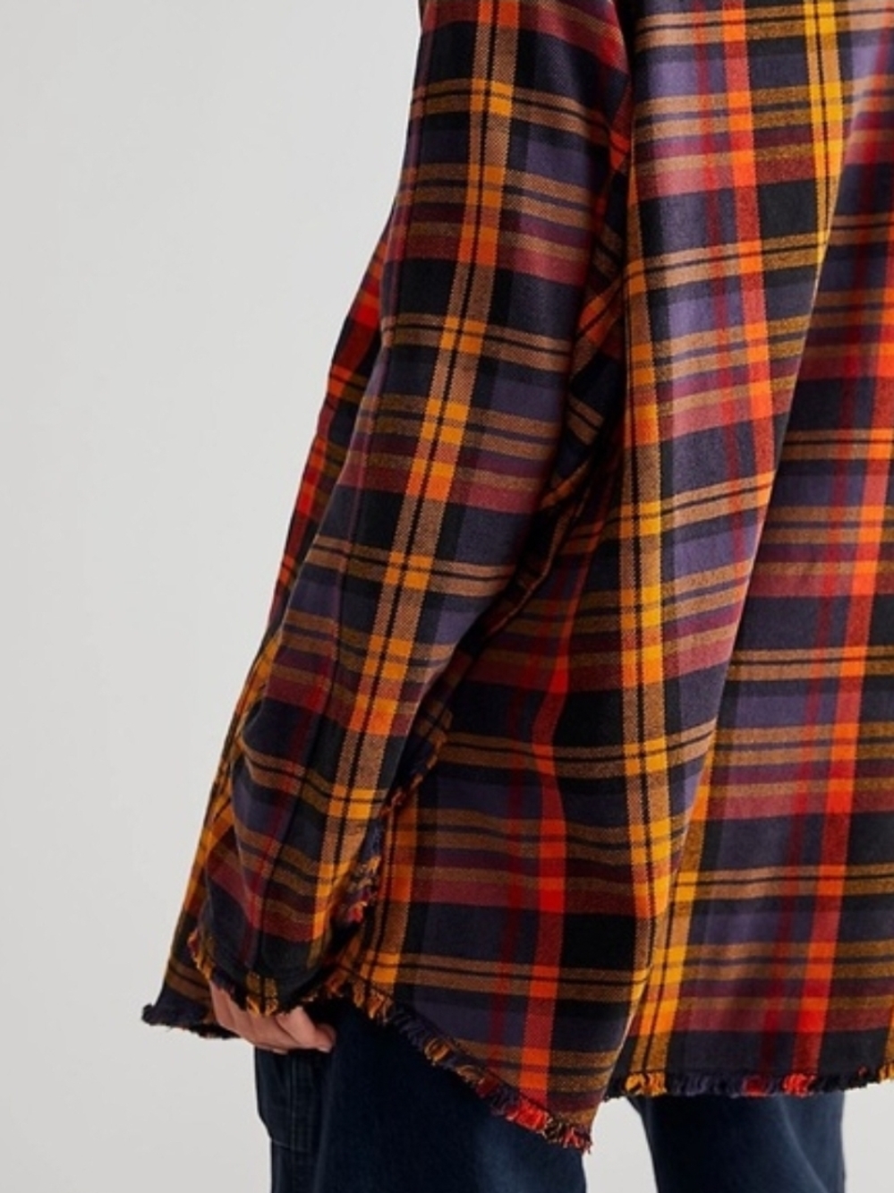 We The Free People Summer Daydream Plaid Oversized Flannel Shirt In Grunge - Picture 10 of 16